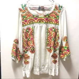 Embroidered bohemian Rayon top size small